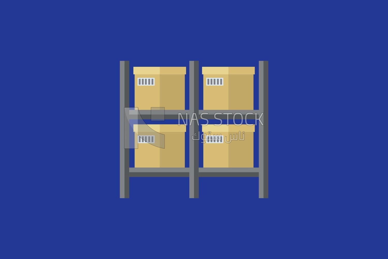 Shelves with carton boxes