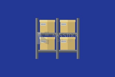 Shelves with carton boxes