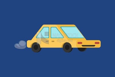 yellow car on a blue background