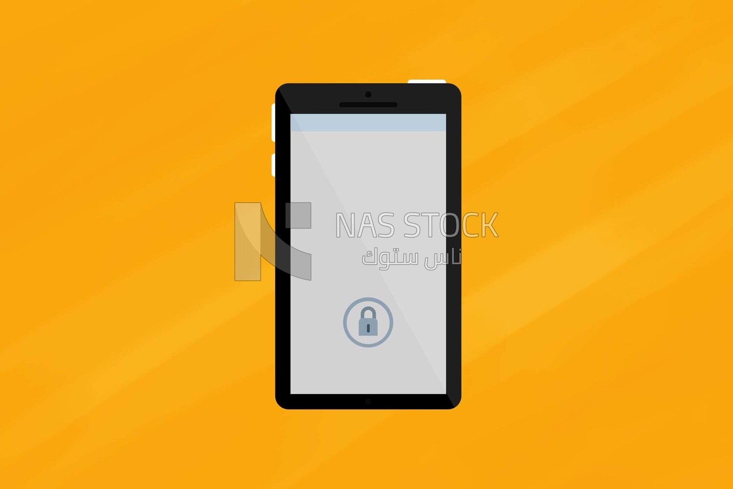 Smartphone locked with a code on a yellow background
