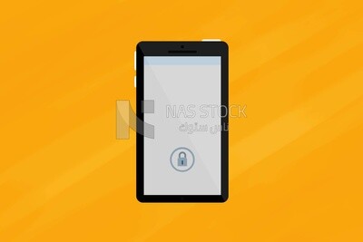 Smartphone locked with a code on a yellow background