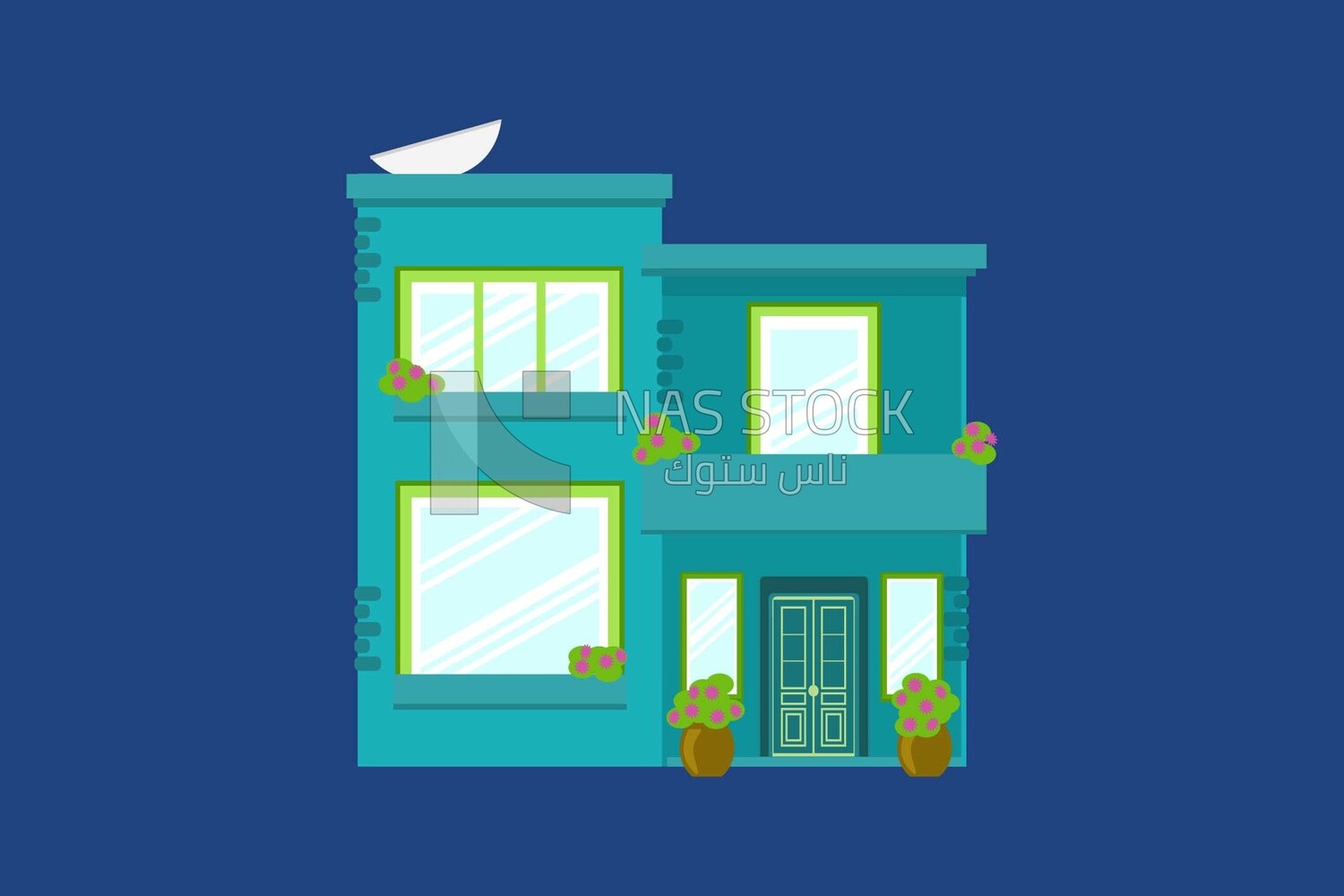 Large modern two storey house on a white background