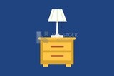 wooden drawer with Lampshades on a blue background