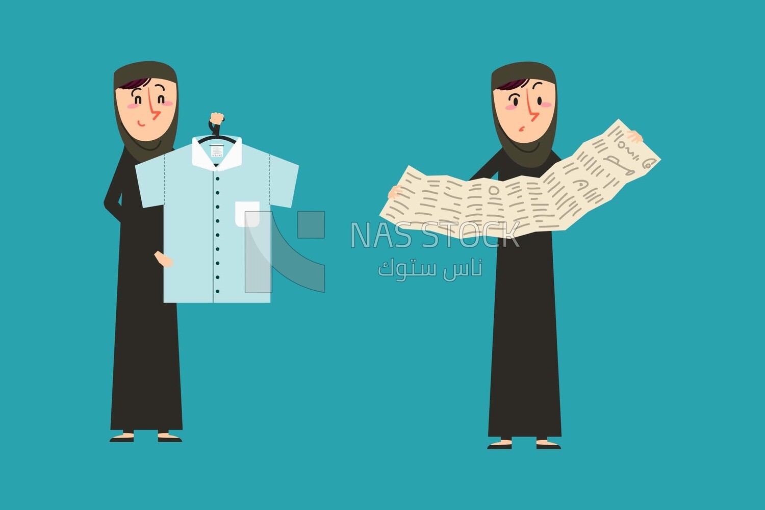 Woman shopping on a blue background