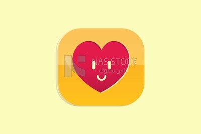 قلب أحمر مع وجه مبتسم