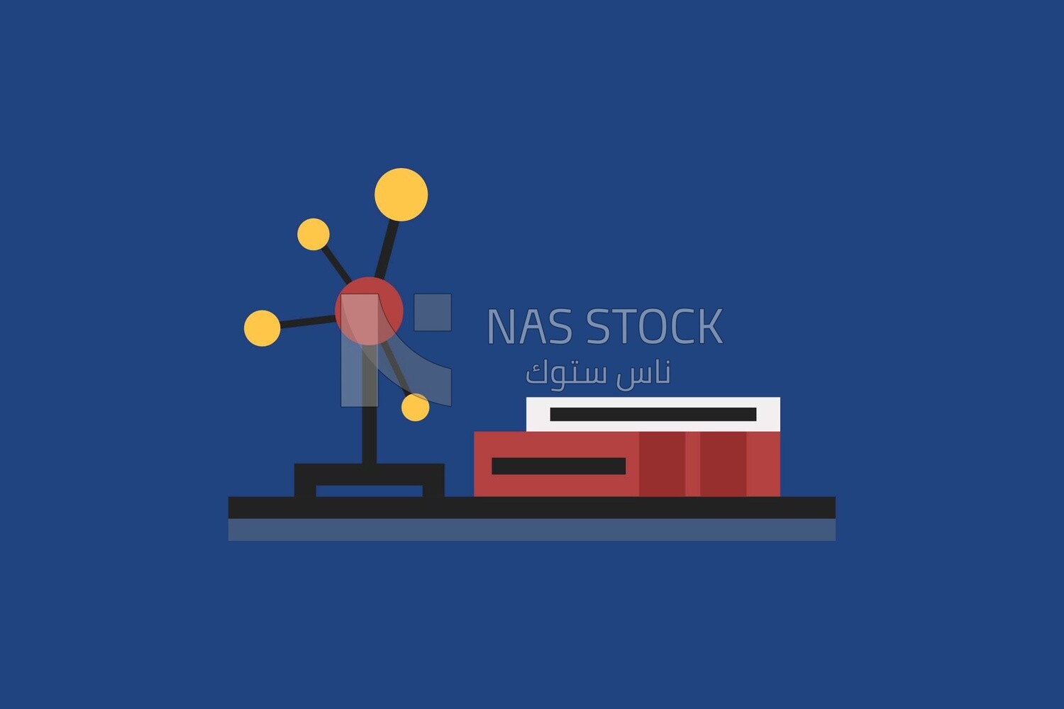 Laboratory desk set on a blue background