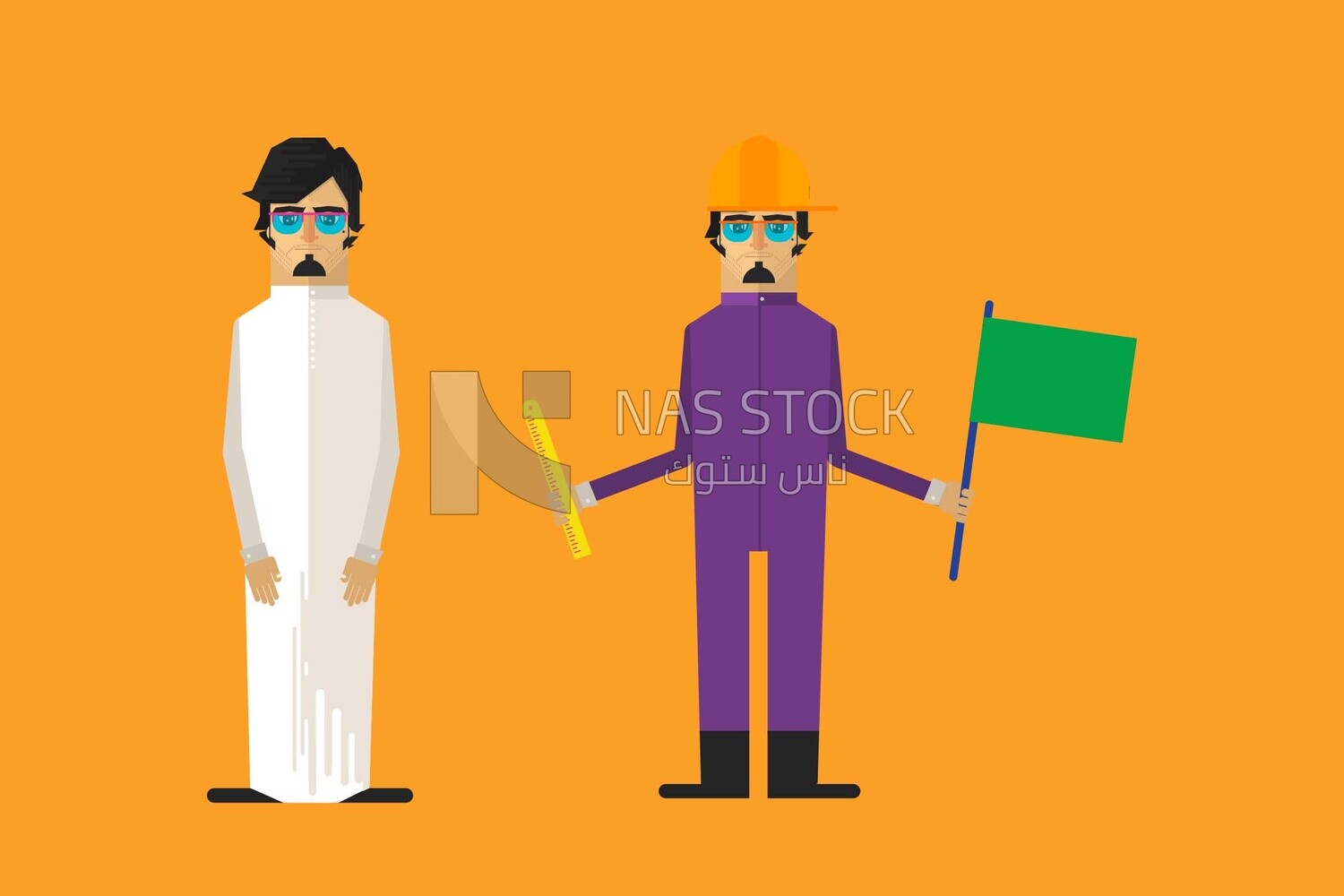A Gulf man in different clothes on a yellow background