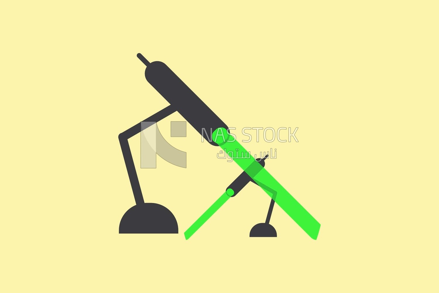 Laser devices on a white background