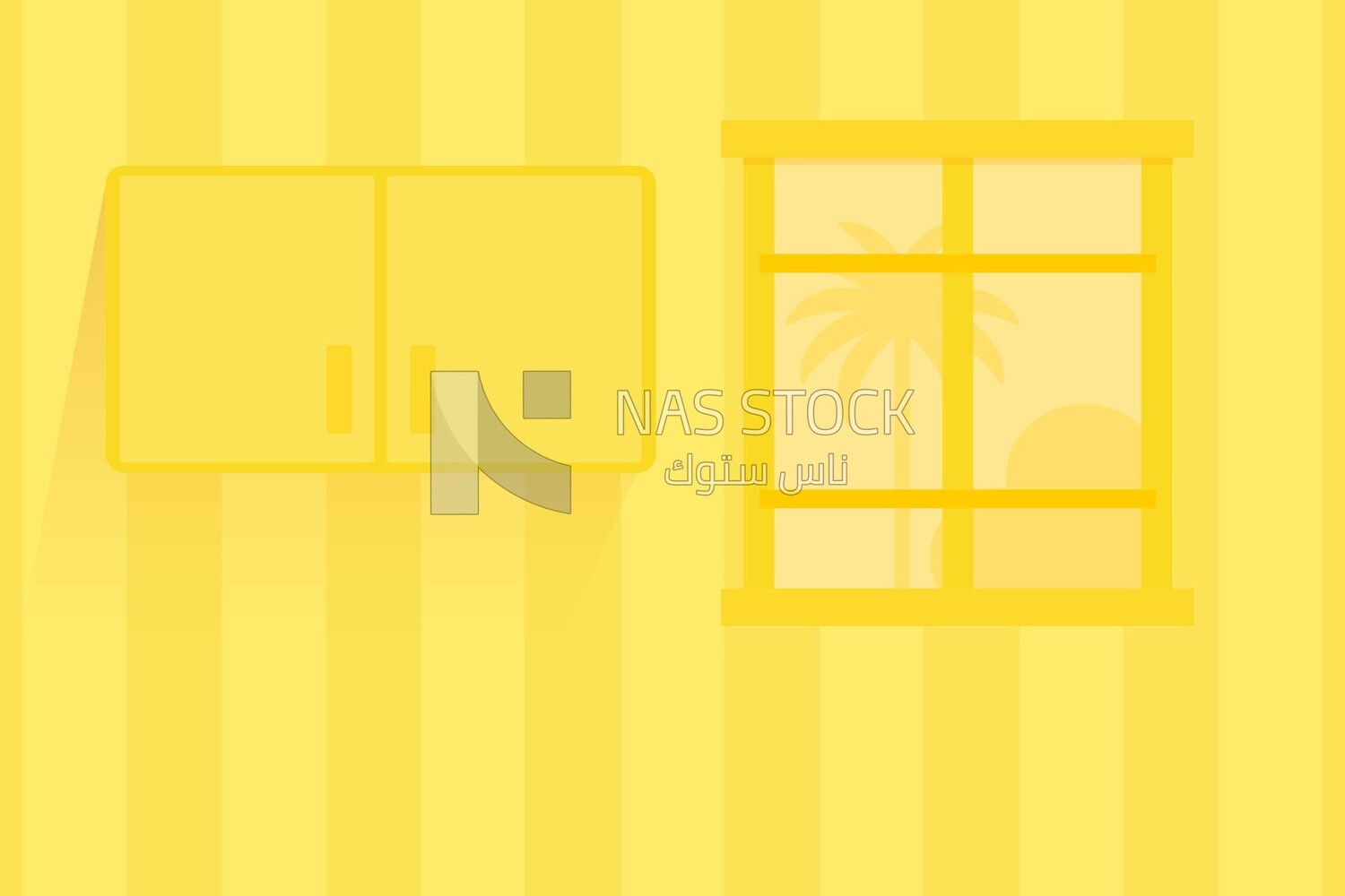 background for yellow wall with window and cabinet