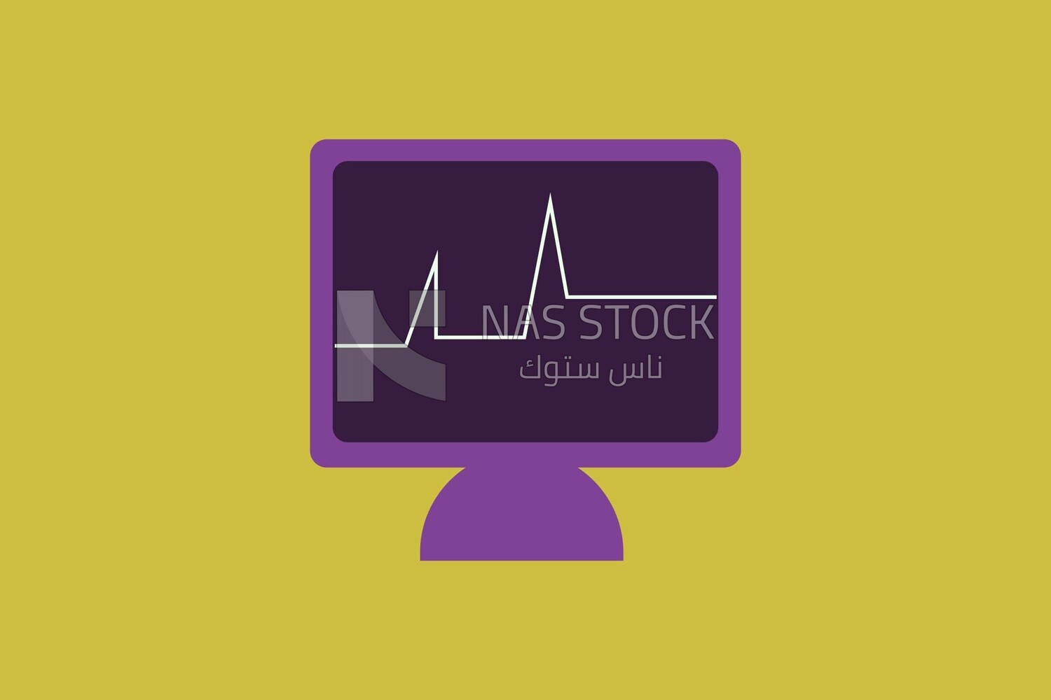 Computer screen with heart rate line on a white background