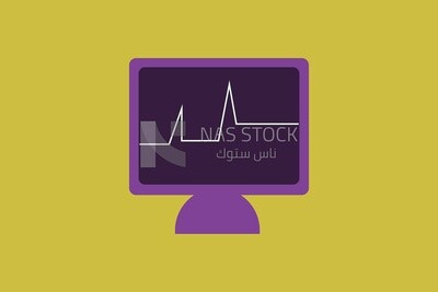 Computer screen with heart rate line on a white background