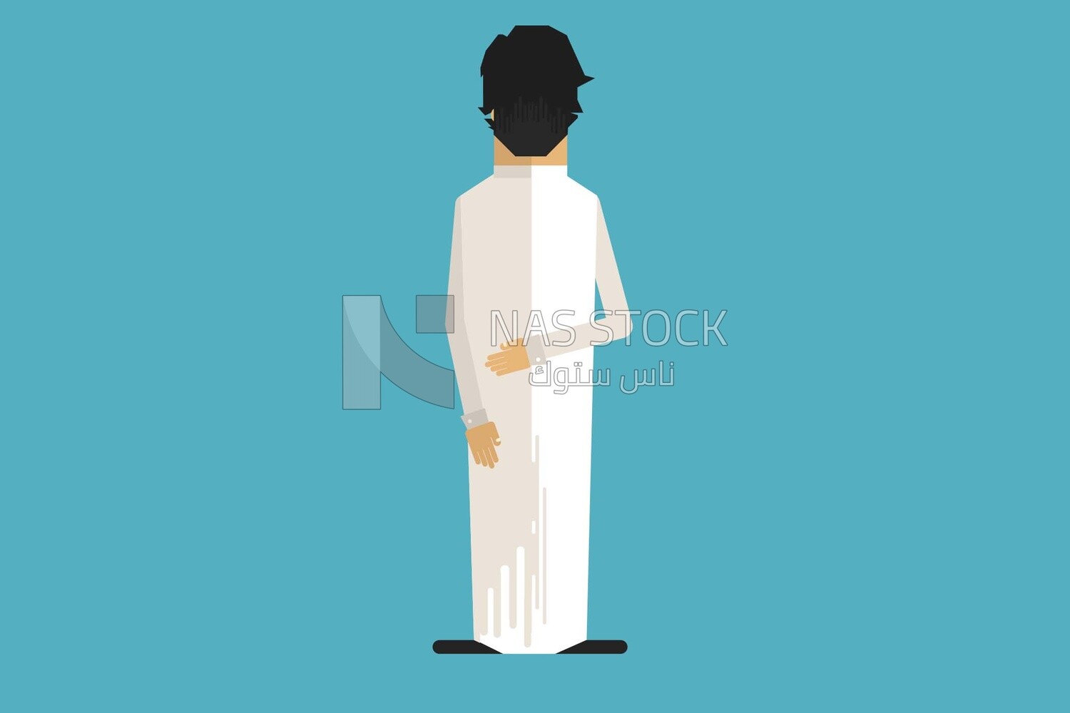 A Gulf man from the back on a blue background