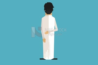 A Gulf man from the back on a blue background