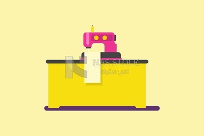 sewing machine on a blue background