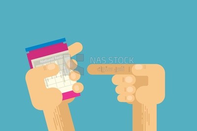 A hand holding a jar on a blue background