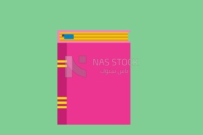 pink book on a green background