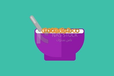 purple pot with cornflakes