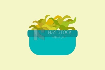 A dish with some green leaves