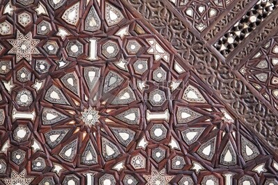 Wooden decorated Minbar in the Sultan Moayed Sheikh Mosque, tourism in Egypt