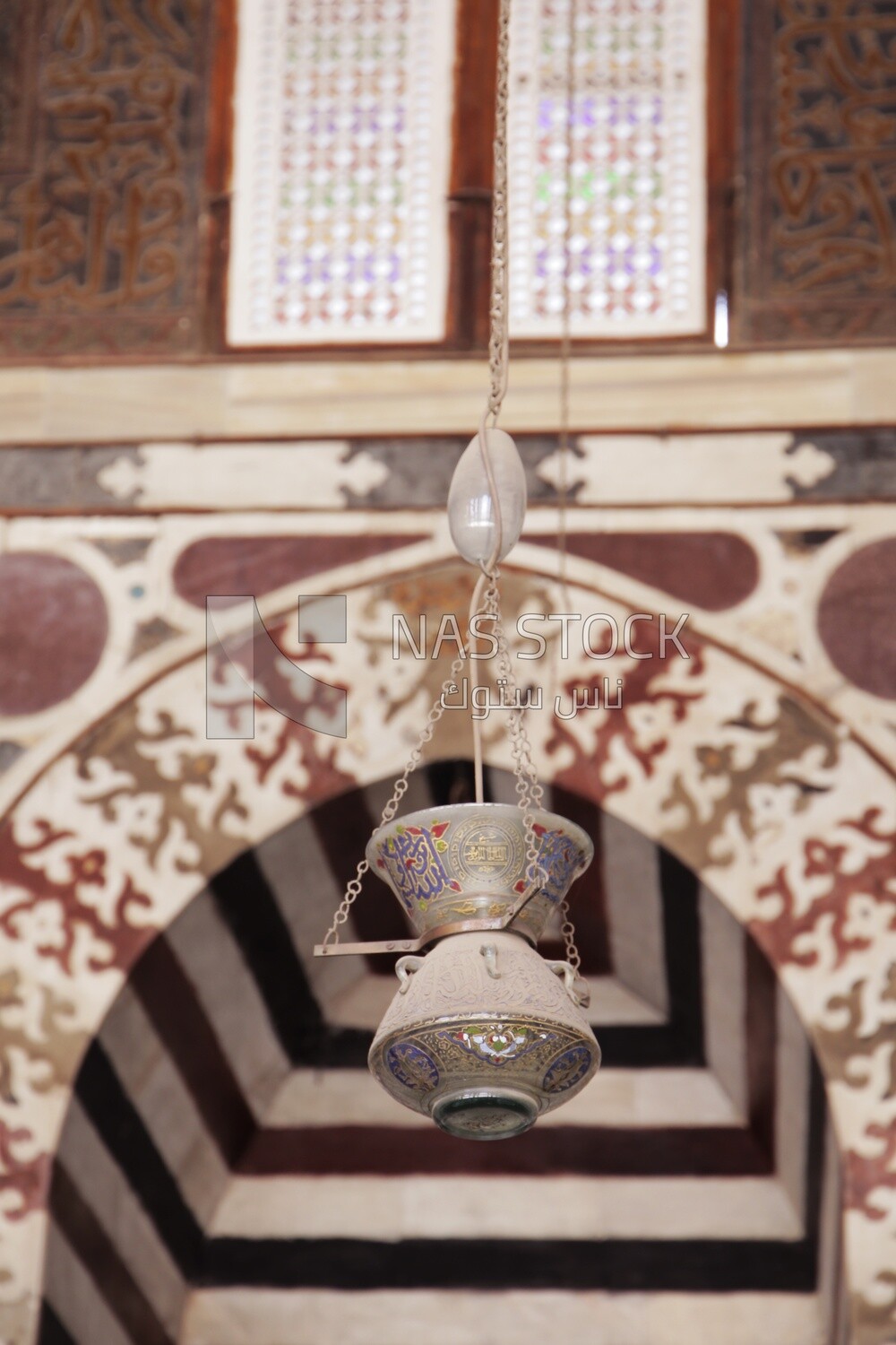 Hanging lamp in the Sultan Moayed Sheikh Mosque, tourism in Egypt