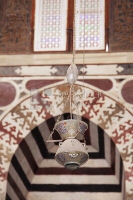 Hanging lamp in the Sultan Moayed Sheikh Mosque, tourism in Egypt