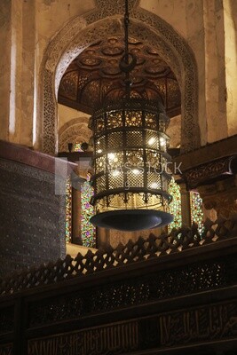 Hanging Arabic lamp in The Mosque of Sultan Qalawun, History, Tourism in Egypt