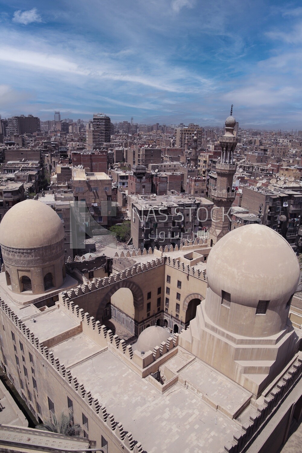 Top view of The Mosque of Ibn Tulun, the oldest mosque, is famed for its beautiful architecture, Tourism in Egypt, Famous landmarks in Egypt