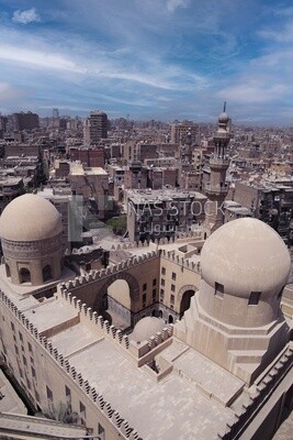 Top view of The Mosque of Ibn Tulun, the oldest mosque, is famed for its beautiful architecture, Tourism in Egypt, Famous landmarks in Egypt