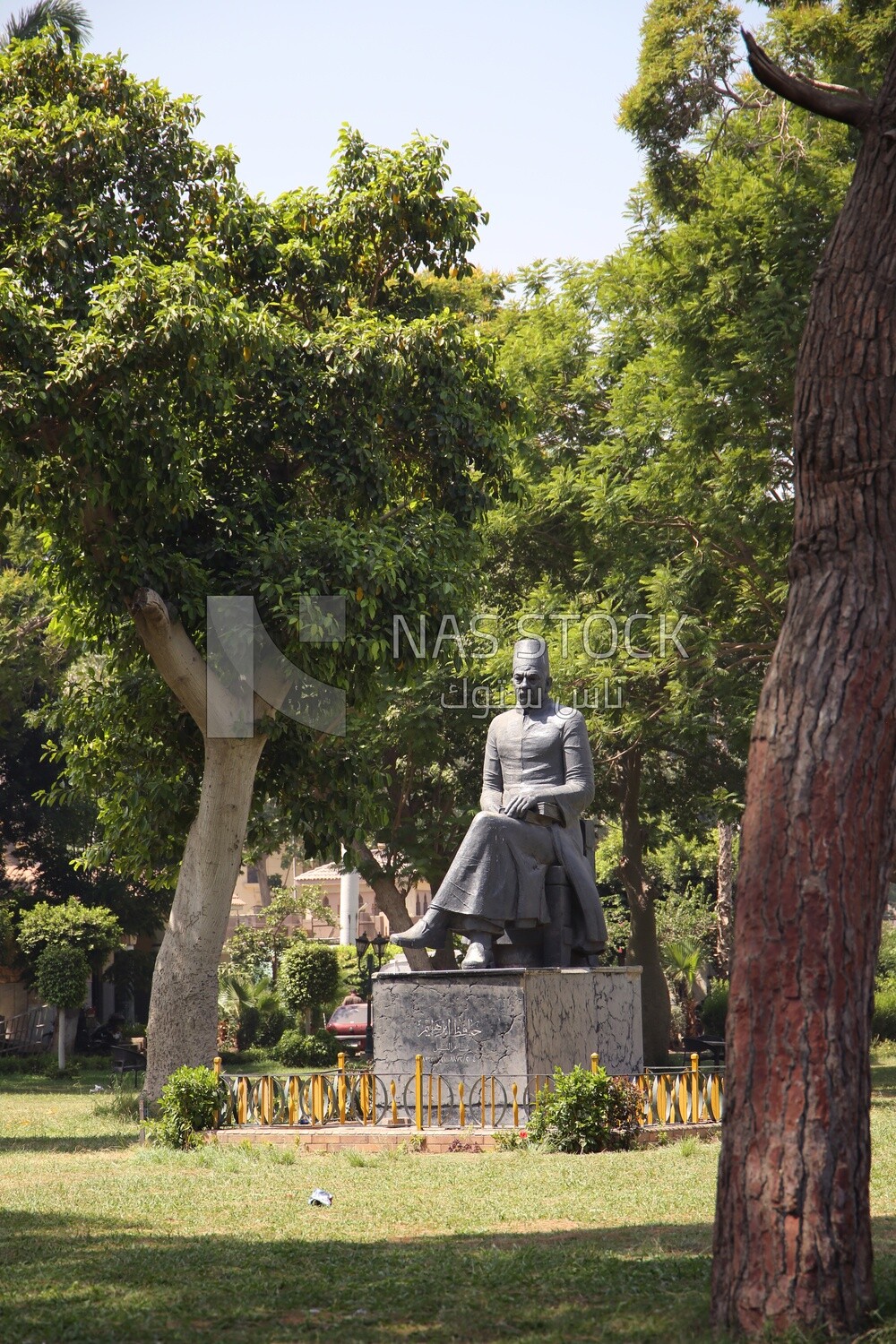 View of a statue of Hafez Ibrahim in Al Horreya Garden, Nature