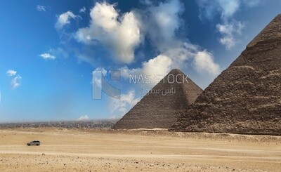 View of the Giza Pyramids, Tourism in Egypt, famous landmarks in Egypt, the beauty of the scenic landscapes