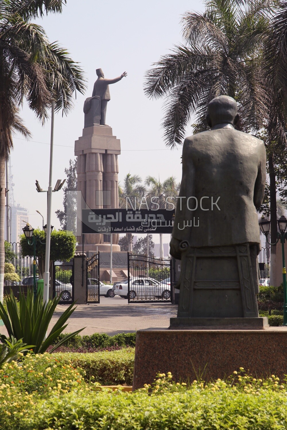 Back View of a statue of Ahmed shawky in Al Horreya Garden, Nature