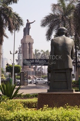Back View of a statue of Ahmed shawky in Al Horreya Garden, Nature