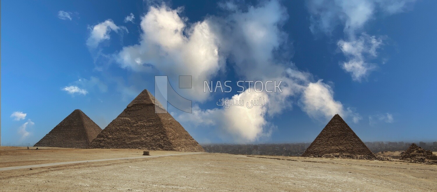 View of the Giza Pyramids, Tourism in Egypt, famous landmarks in Egypt, the beauty of the scenic landscapes