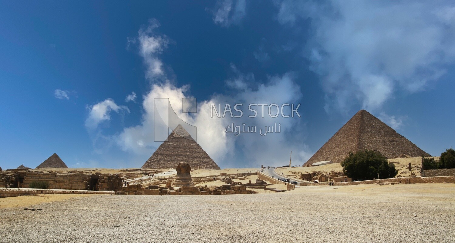 View of the Giza Pyramids, Tourism in Egypt, famous landmarks in Egypt, the beauty of the scenic landscapes