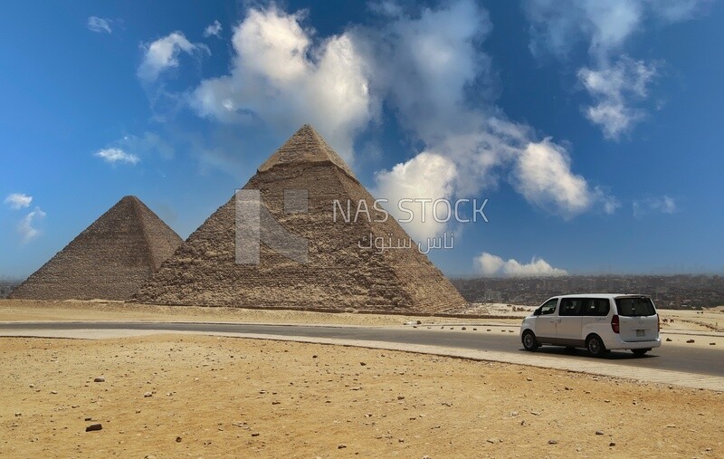 View of the Giza Pyramids, Tourism in Egypt, famous landmarks in Egypt, the beauty of the scenic landscapes