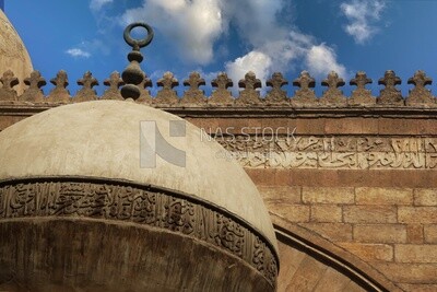 View of the dome in the middle of the Mosque-Madrasa of Sultan Barquq, tourism in Egypt,  El-Moez Street, Cairo, Egypt