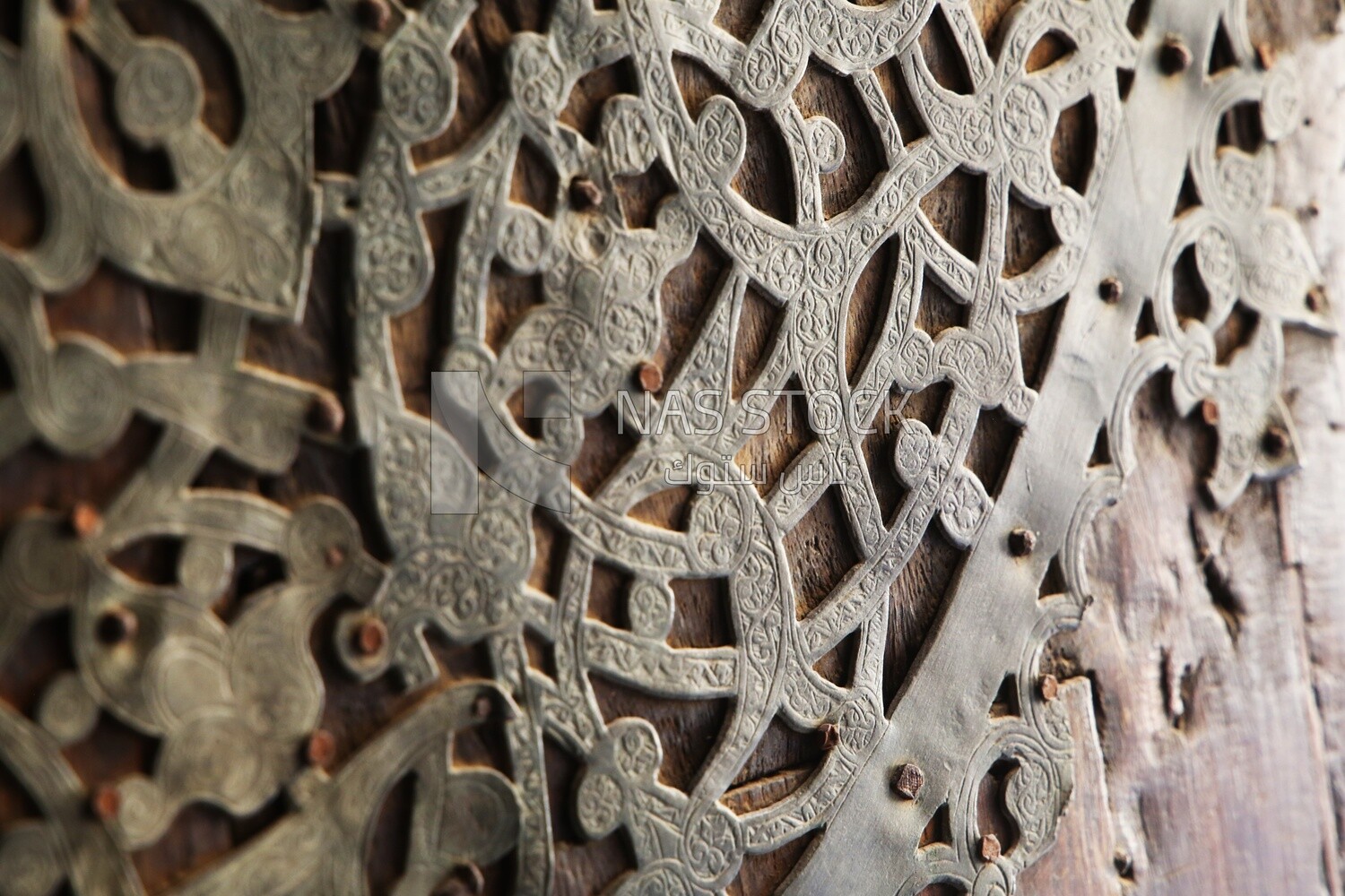 Ornaments of the door of Sultan Barquq mosque, tourism in Egypt,  El-Moez Street, Cairo, Egypt