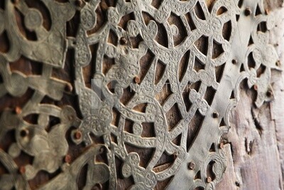 Ornaments of the door of Sultan Barquq mosque, tourism in Egypt,  El-Moez Street, Cairo, Egypt