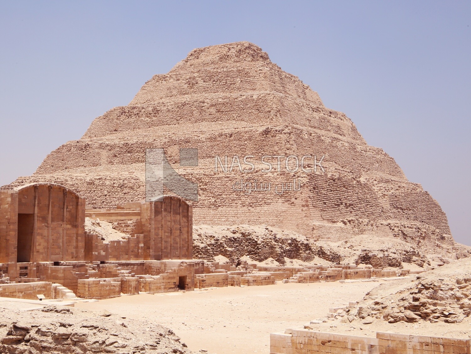 View of Saqqara Cemetery, the largest group of ancient Egyptian tombs, Tourism in Egypt