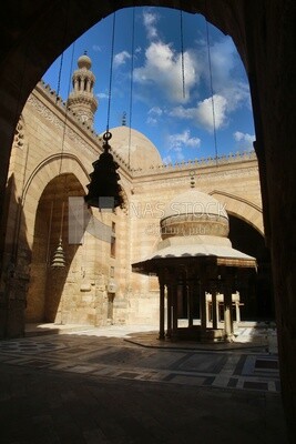 View of the dome in the middle of the Mosque-Madrasa of Sultan Barquq, tourism in Egypt,  El-Moez Street, Cairo, Egypt