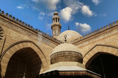 View of the dome in the middle of the Mosque-Madrasa of Sultan Barquq, tourism in Egypt,  El-Moez Street, Cairo, Egypt
