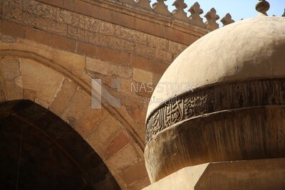 View of the dome in the middle of the Mosque-Madrasa of Sultan Barquq, tourism in Egypt,  El-Moez Street, Cairo, Egypt
