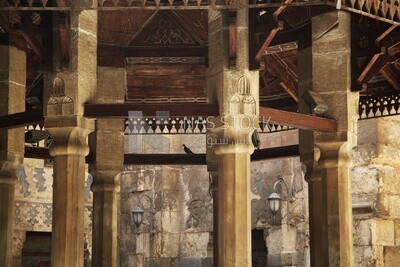View of the dome in the middle of the Mosque-Madrasa of Sultan Barquq, tourism in Egypt,  El-Moez Street, Cairo, Egypt