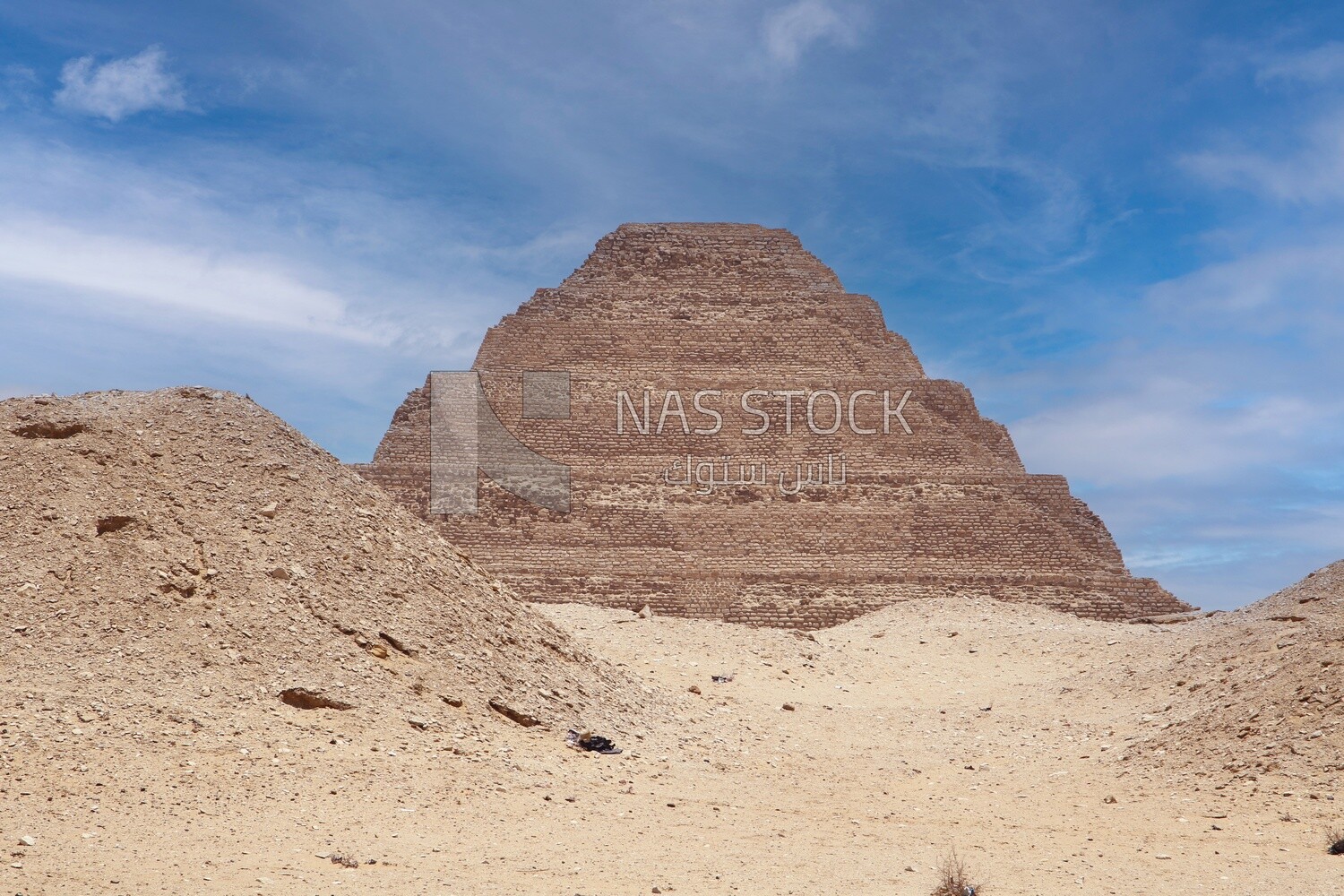 View of Saqqara Cemetery, the largest group of ancient Egyptian tombs, Tourism in Egypt