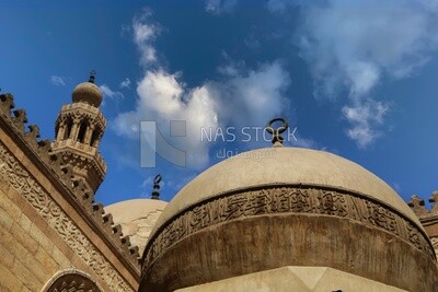 View of the dome in the middle of the Mosque-Madrasa of Sultan Barquq, tourism in Egypt,  El-Moez Street, Cairo, Egypt