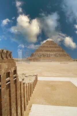 View of Saqqara Cemetery, the largest group of ancient Egyptian tombs, Tourism in Egypt
