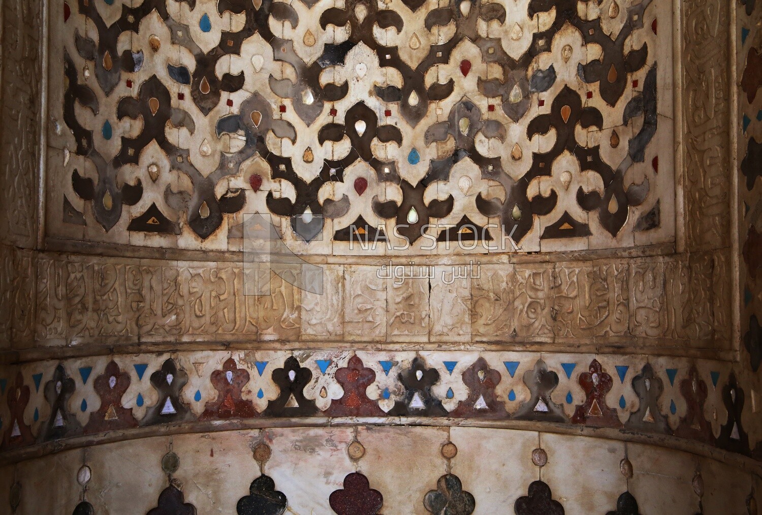 Arabic writing in the Mosque-Madrasa of Sultan Barquq, tourism in Egypt,  El-Moez Street, Cairo, Egypt