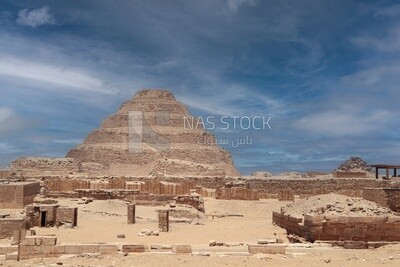 View of Saqqara Cemetery, the largest group of ancient Egyptian tombs, Tourism in Egypt