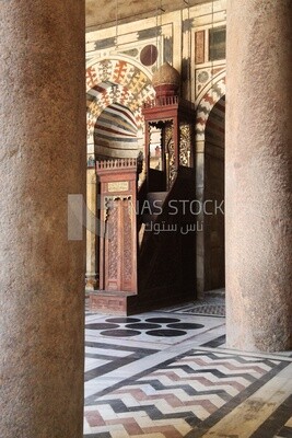 Mihrab and minbar of the Sultan Barquq mosque, tourism in Egypt,  El-Moez Street, Cairo, Egypt