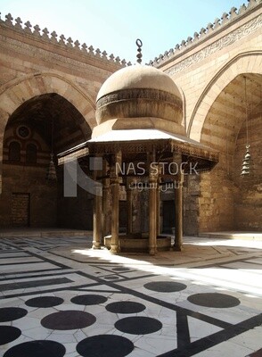 View of the dome in the middle of the Mosque-Madrasa of Sultan Barquq, tourism in Egypt,  El-Moez Street, Cairo, Egypt